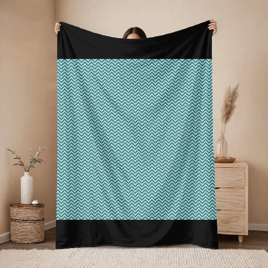 Retro Teal Chevron Pattern Throw Blankets