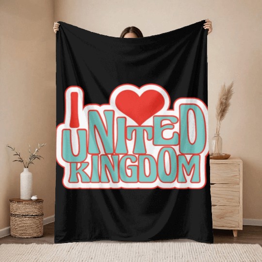 United kingdom hearts Throw Blankets