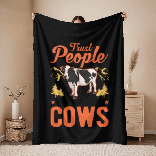 Cow Gift Farmer Cattle Breeder Cows Throw Blankets