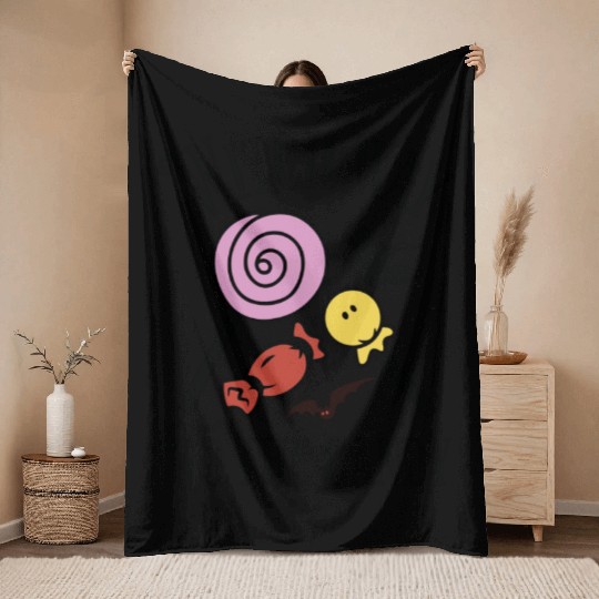 Witch Way To The Candy Spooky Halloween Throw Blankets