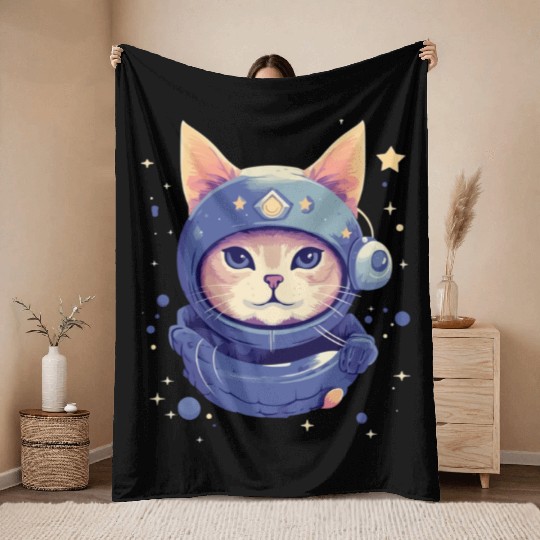 cat in space Throw Blankets