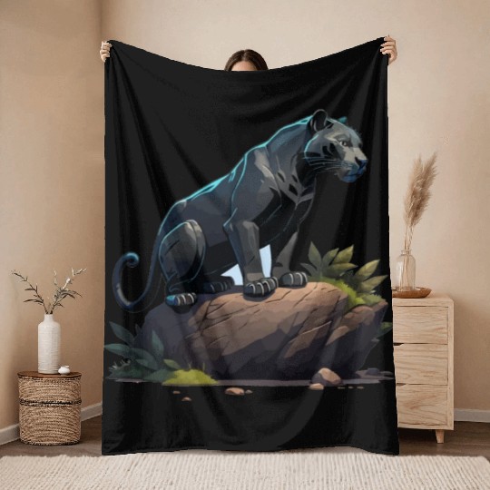 black panther Throw Blankets