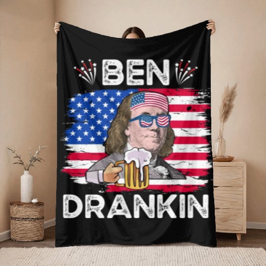 Ben Drankin US President Independence Day Throw Blankets