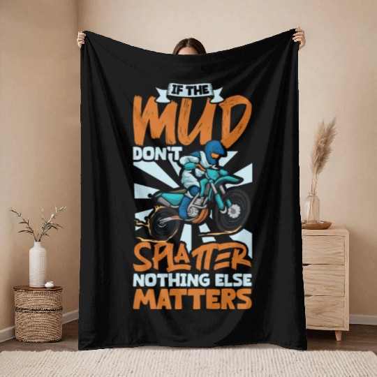 Dirt Bike Dirt Bike Riding Motocross Dirt Biking Throw Blankets