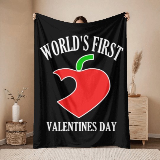 Funny Worlds First Valentines Day 80s nostalgia Throw Blankets