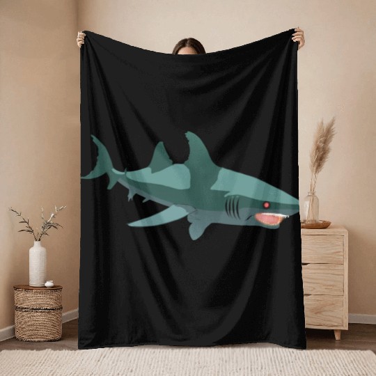 Robot shark Throw Blankets