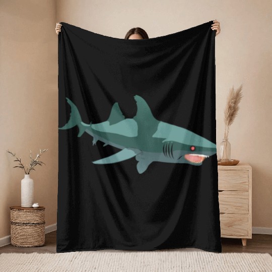Robot shark Throw Blankets