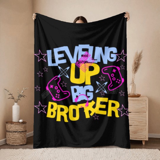 LEVELING UP BIG BROTHER Throw Blankets