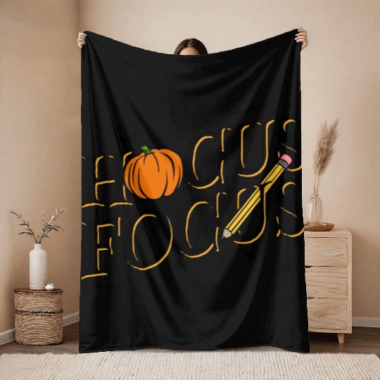 Funny Hocus Focus Teacher Appreciation Halloween Throw Blankets