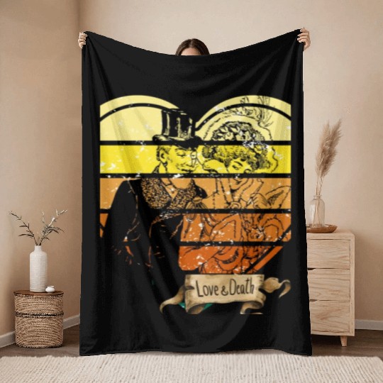 love or death vintage Throw Blankets design