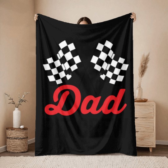 Dad Pit Crew for Racing Party Costume Throw Blankets