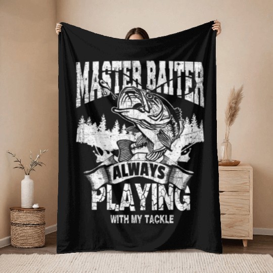 Master Baiter Throw Blankets - Ultimate Fishing Enthusiast