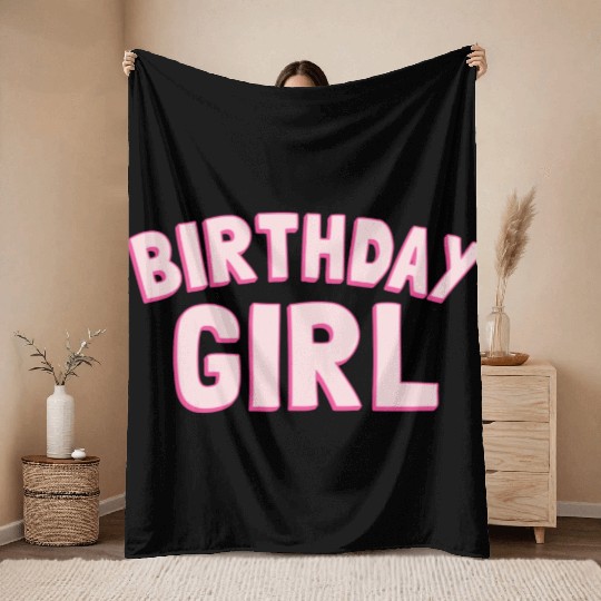 Birthday Girl Party nature Throw Blankets