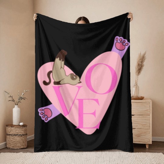 Love Cat nostalgia Throw Blankets