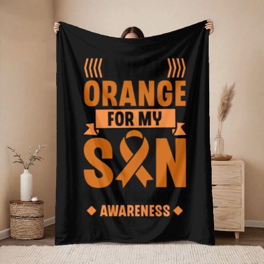I Wear Orange For My Son Multiples Sclerosis MS Throw Blankets