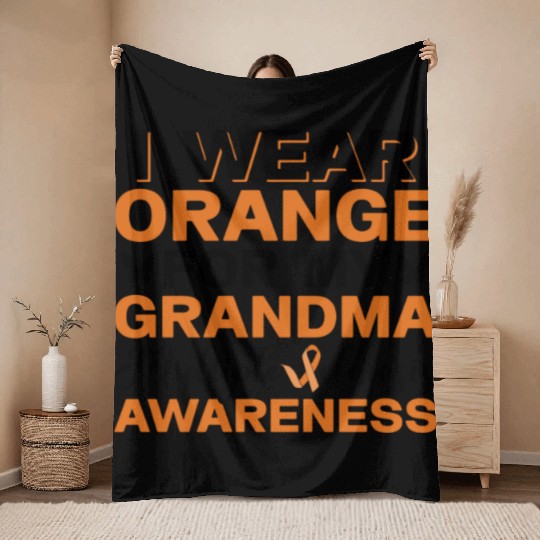 I Wear Orange For My Grandma Multiples Sclerosis Throw Blankets