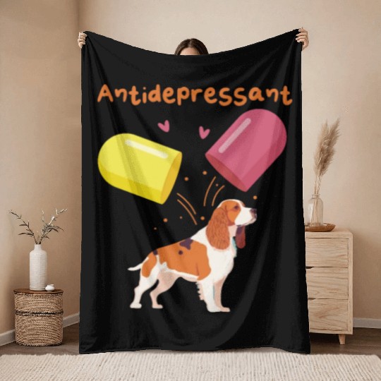Antidepressant, Cavalier King Charles Spaniel Throw Blankets