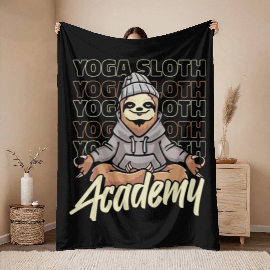 Sloth Academy Sloth Yoga Throw Blankets