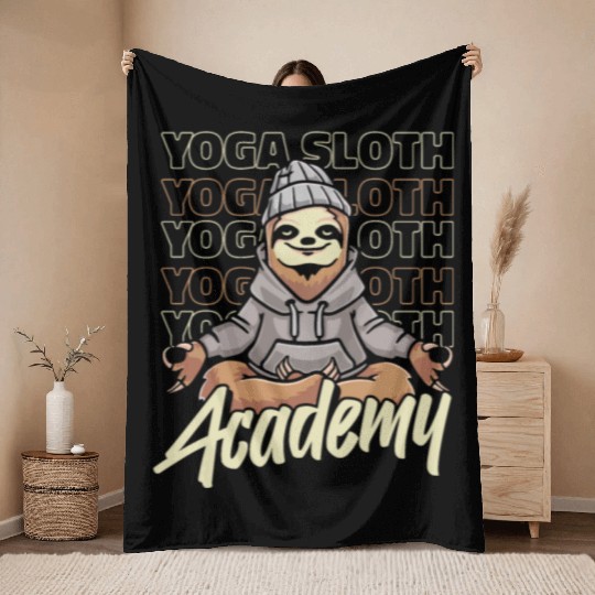Sloth Academy Sloth Yoga Throw Blankets