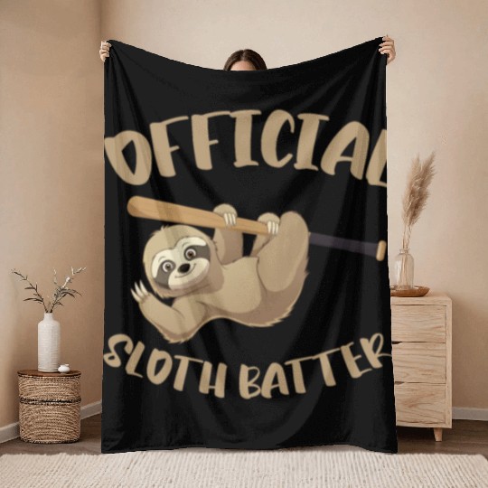 Sloth Bat Sloth Baseball Throw Blankets