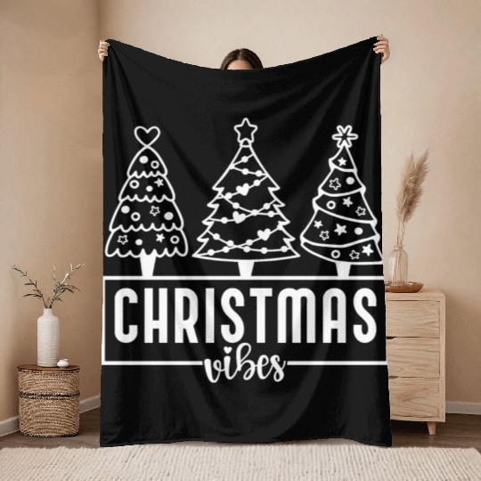 Christmas Vibes - Christmas Tree - Merry Christmas Throw Blankets