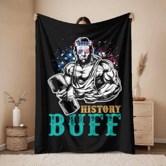 History Buff Independence Day Lincoln Patriot USA Throw Blankets