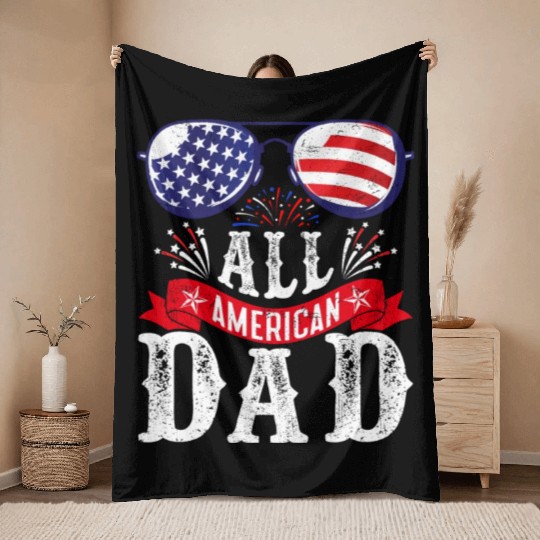 All American Dad America Pride US Patriot Throw Blankets