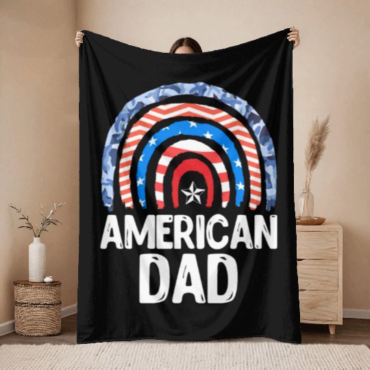 All American Dad Independence Day Party USA Father Throw Blankets