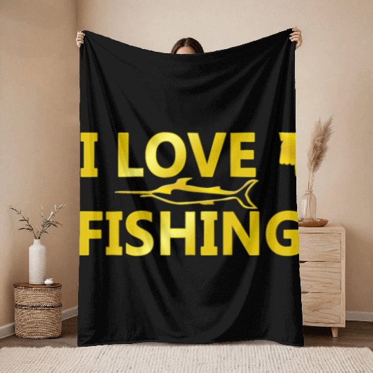 Love To Fishing Throw Blankets