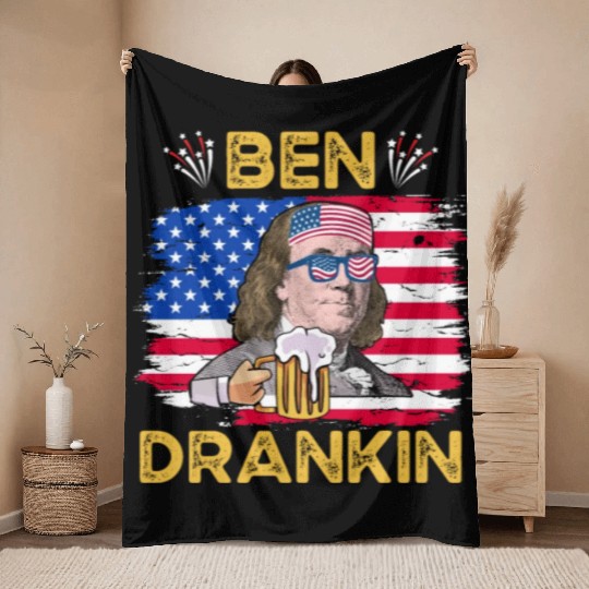Ben Drankin US President Independence Day Throw Blankets