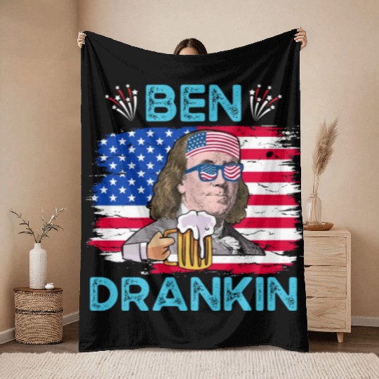 Ben Drankin US President Independence Day Throw Blankets