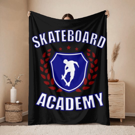 Skateboard Academy Throw Blankets