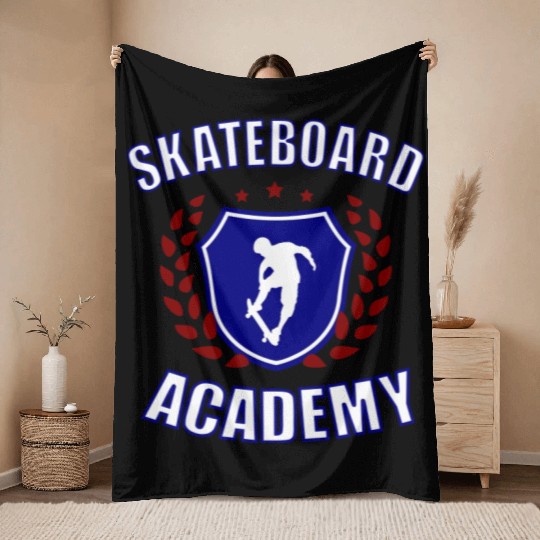 Skateboard Academy Throw Blankets