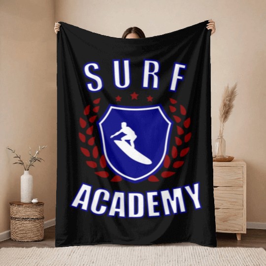 Surf Academy Throw Blankets