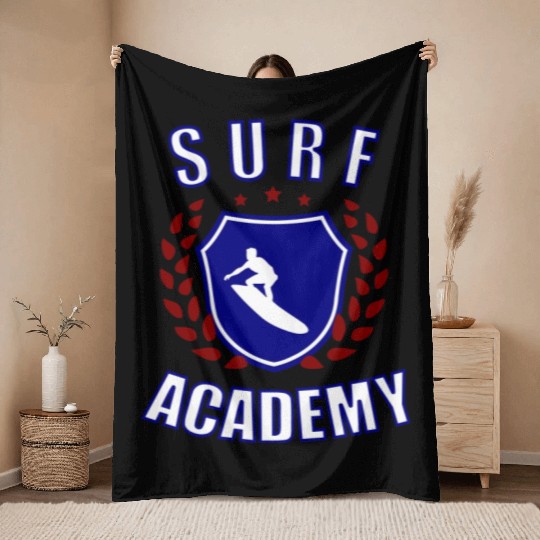 Surf Academy Throw Blankets