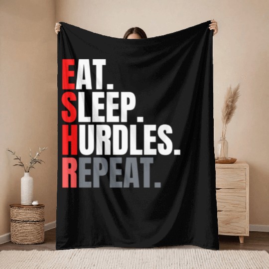 Eat sleep hurdles repeat aesthetic Throw Blankets