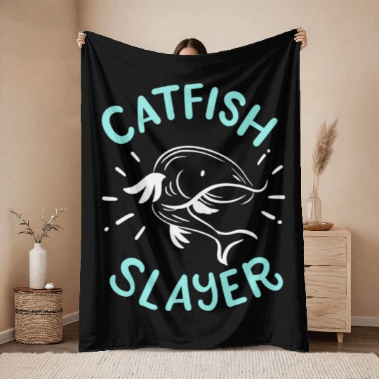Catfish Slayer Throw Blankets