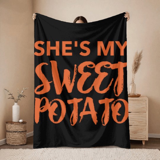 Shes My Sweet Potato vintage Throw Blankets