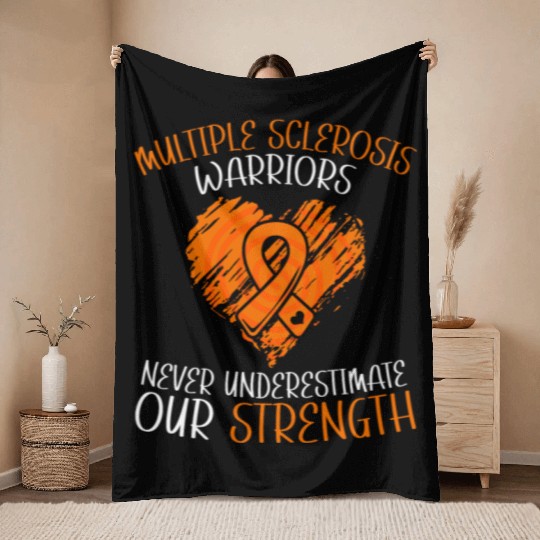 MS Warriors Never Underestimate Our Strength Throw Blankets