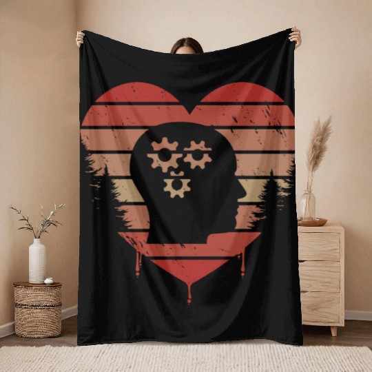 Cute Red Vintage Heart Psychology Valentine Day Throw Blankets