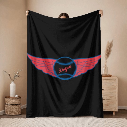 Dodgers Baseball Team Design 2023 Throw Blankets
