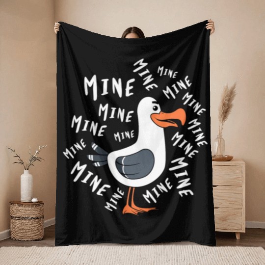 Mine Mine Mine Seagull Bird Beach Chicken Throw Blankets