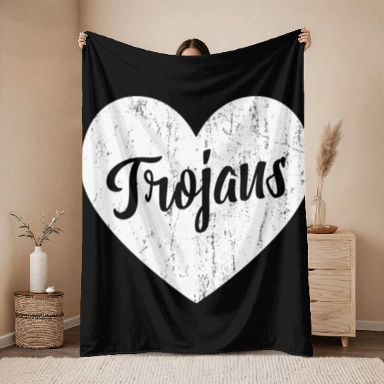 Trojans School Sports Fan Team Spirit Mascot He Throw Blankets