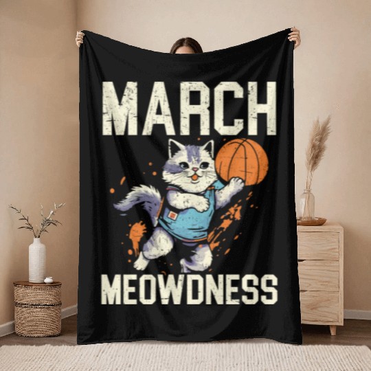 Basketball Cat Basketball Player I Love Basketball Throw Blankets