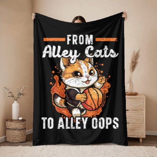 Basketball Cat Basketball Player I Love Basketball Throw Blankets