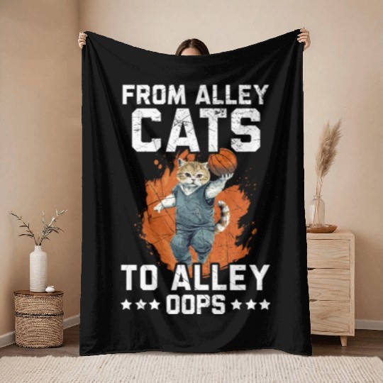 Basketball Cat Basketball Player I Love Basketball Throw Blankets