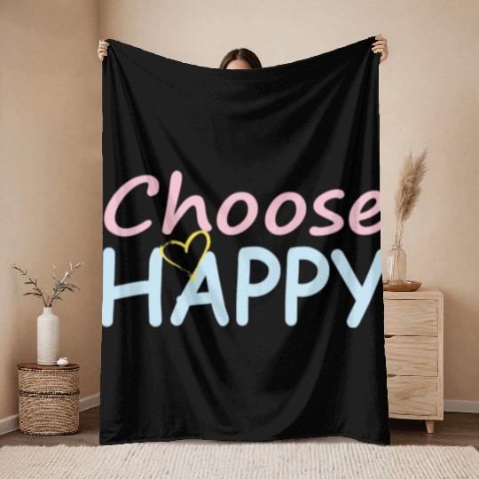 Choose Happy/Cheerful Vibes/Women&Kids Design D83D DE0A D83D DC99 Throw Blankets