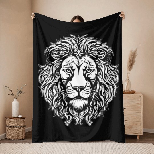 Lion Lionhead Mane Predator Throw Blankets