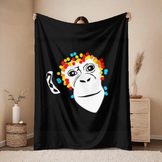 Monkey Face Monkey Monkey Throw Blankets