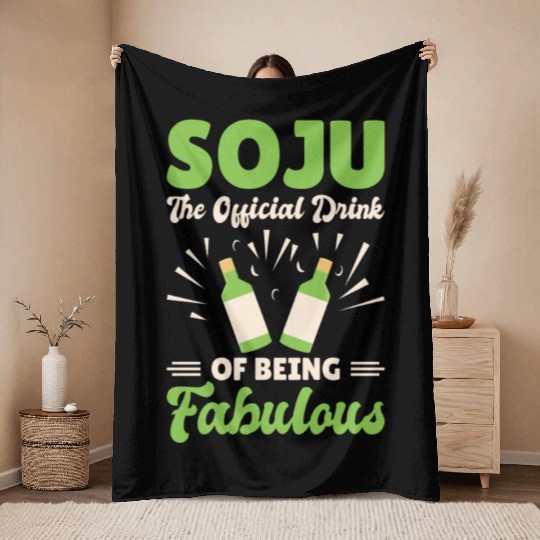 Soju Korean Wine Drink Korea Throw Blankets